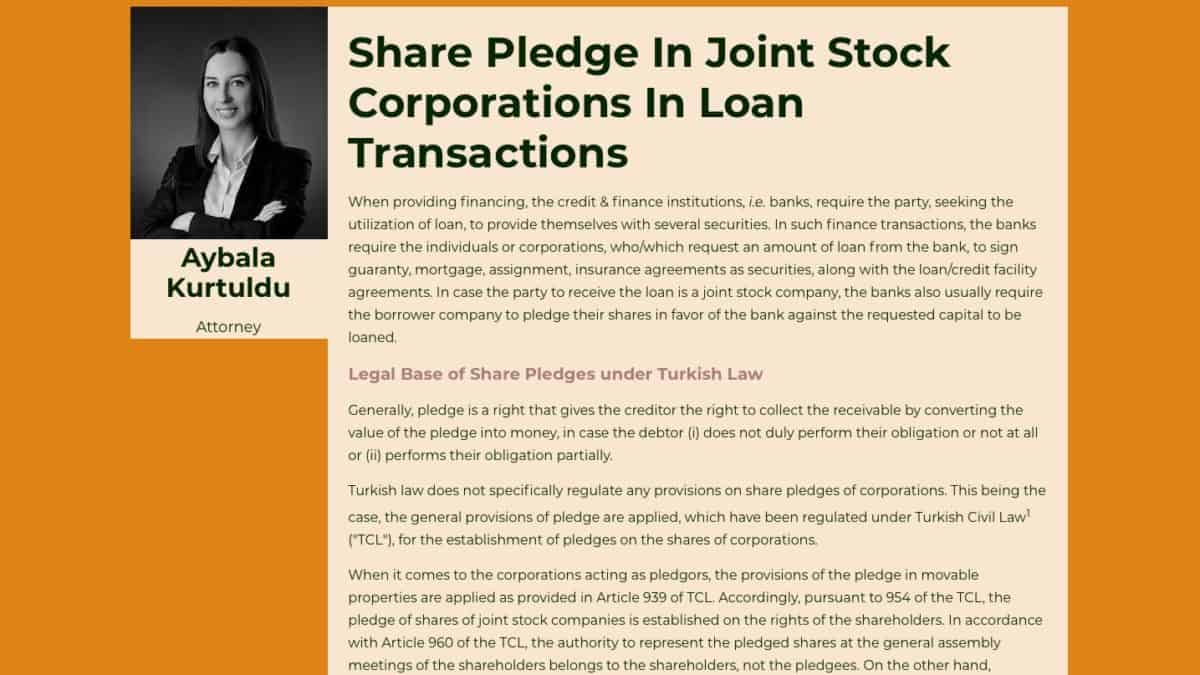 Share Pledge In Joint Stock Corporations In Loan Transactions