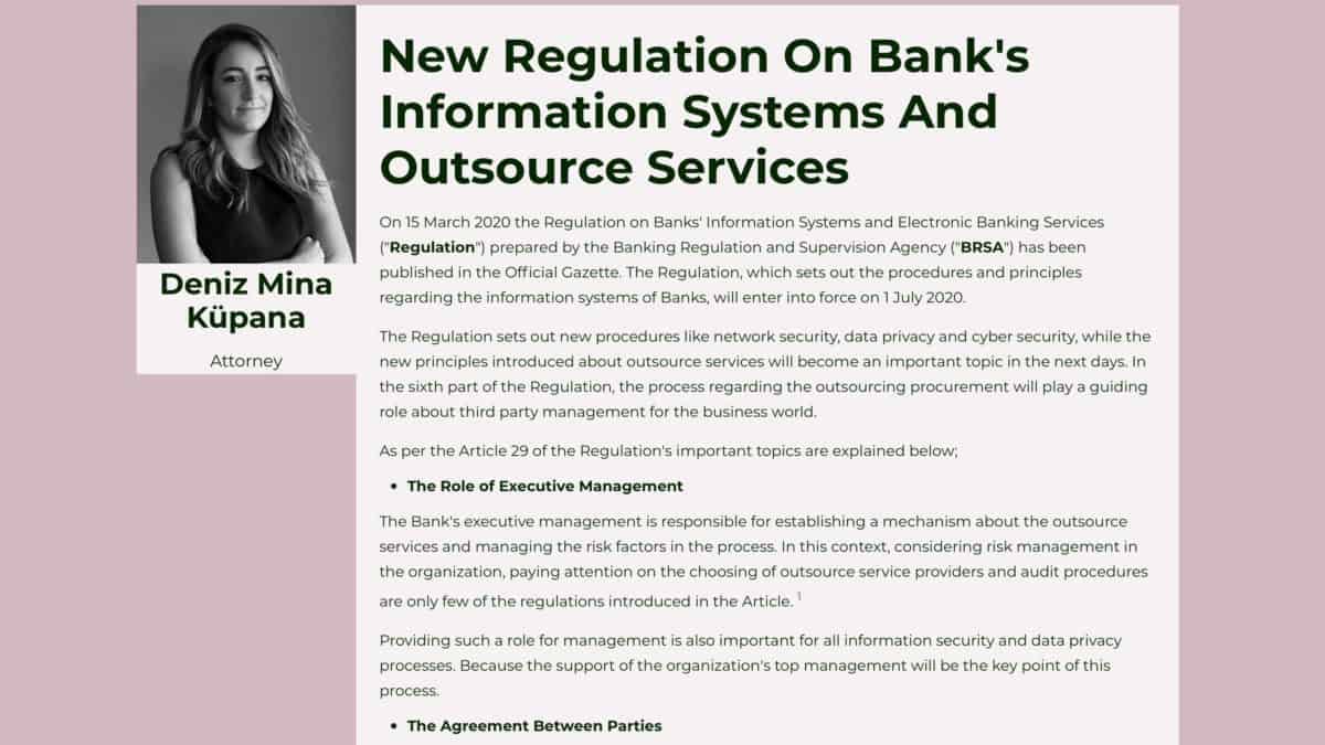 New Regulation On Bank's Information Systems And Outsource Services